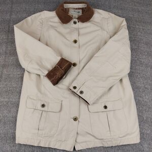 VTG LL Bean Adirondack Chore Barn Coat Jacket Women's Size 1X Beige Corduroy